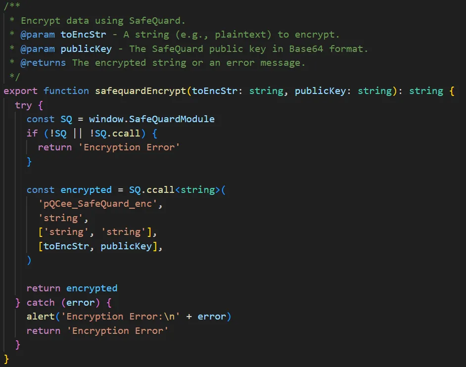 Figure 5: Encryption Helper Function (How Web SafeQuard is used for encryption)