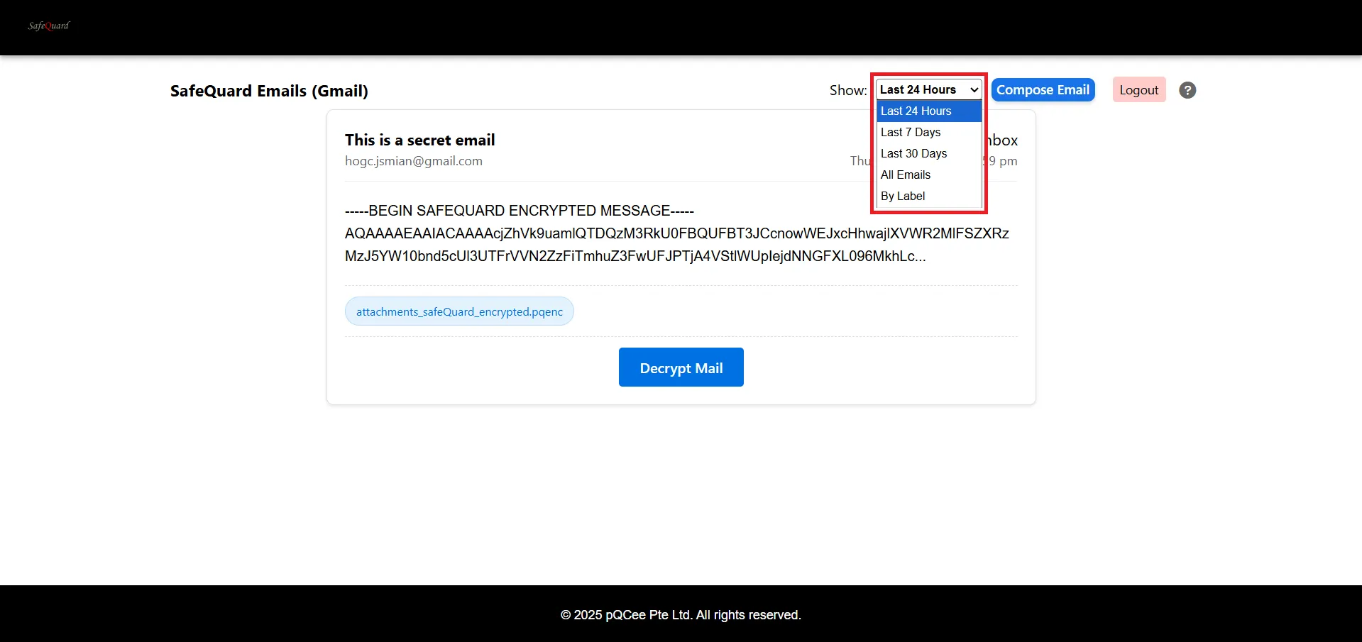 &nbsp;Figure 2: Displaying of Encrypted Email from our PWA