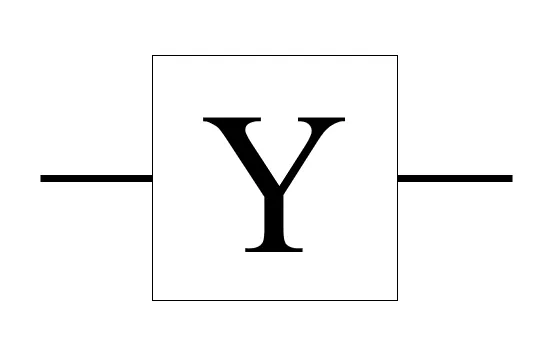 Diagram 4. Circuit form of Y gate. The Y gate is represented in a circuit diagram as a square with a "Y" in it.