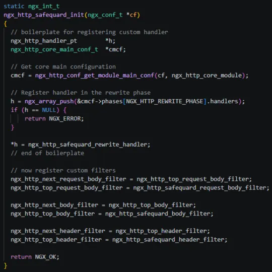 Each request and response passing through NGINX undergoes processing by a chain of handlers followed by filters.&nbsp;