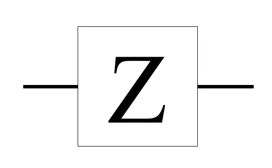 Diagram 3. Circuit form of Z gate. The Z gate is represented in a circuit diagram as a square with a "Z" in it.