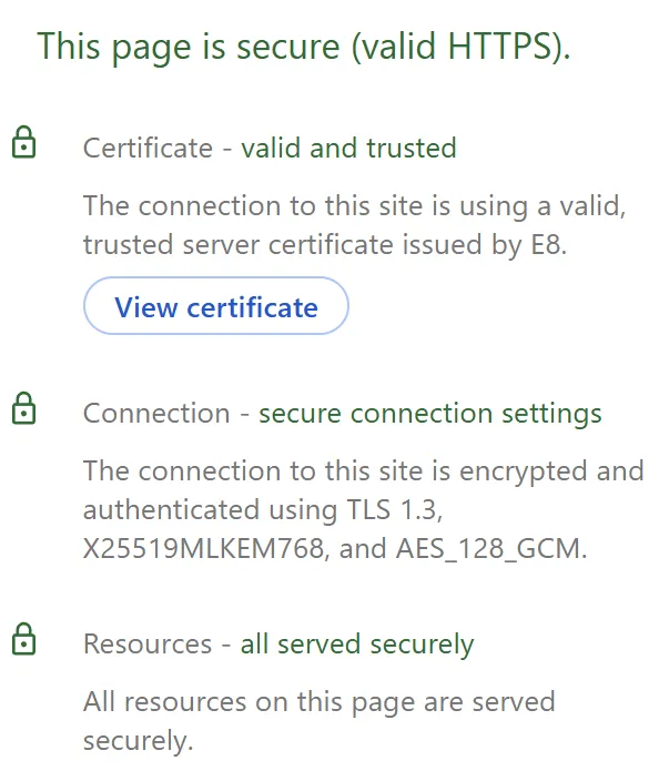 Developer Tools --&gt; Privacy and security --&gt; Security overview at the web browser