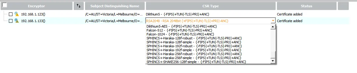 Fig 1. Quantum-safe Digital Signature Algorithms supported in Thales HSE
